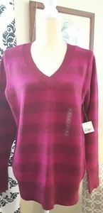St. John's Bay Fuchsia Striped Sweater*FINAL DROP*